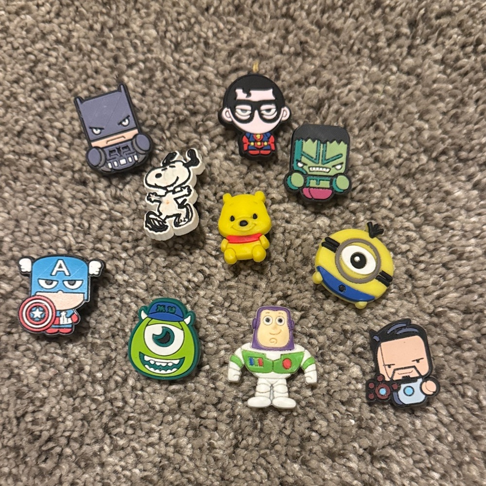 Superhero and Disney Character Shoe Charms Set